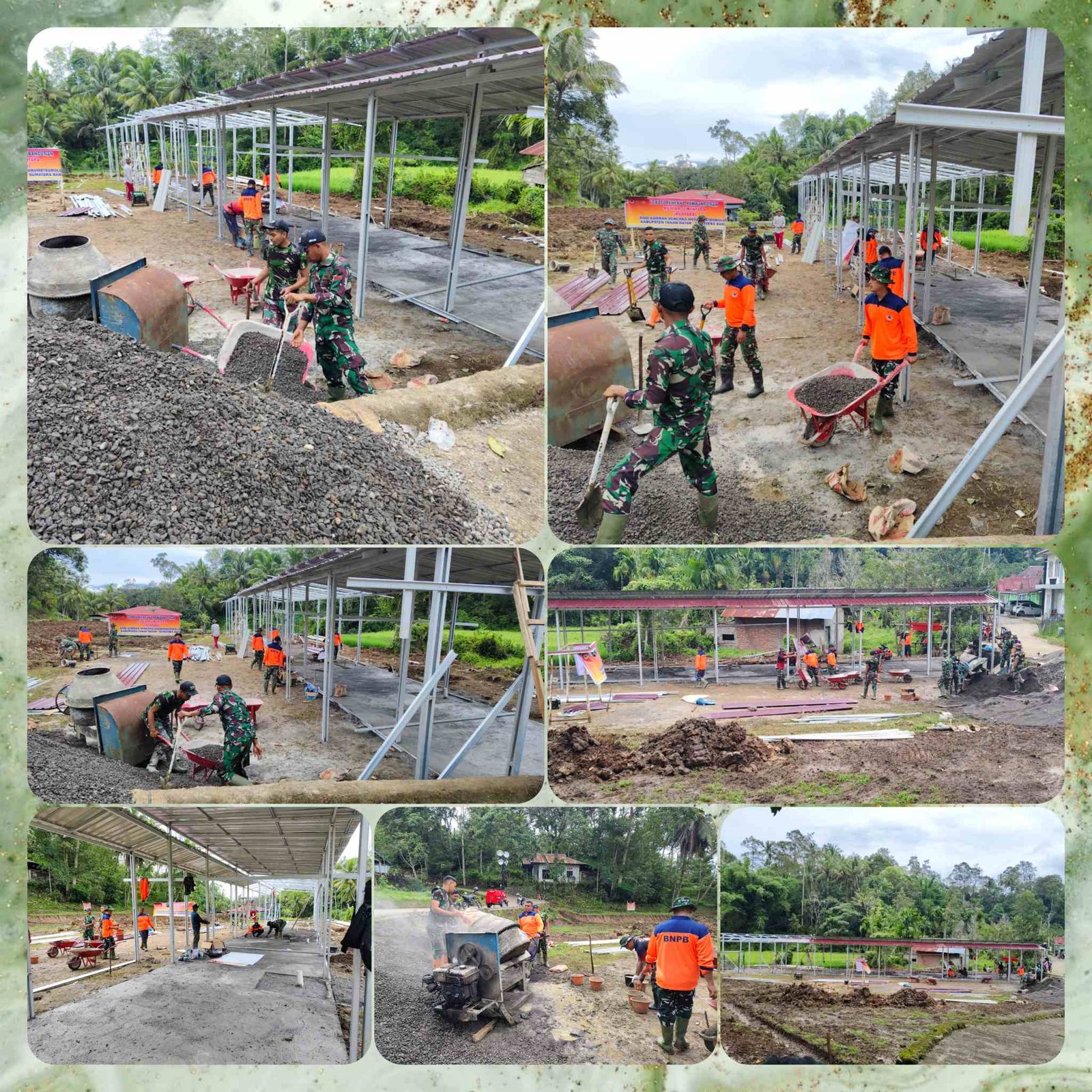 Personel Kodim 0307/Tanah Datar dan Yonif 131/Brajasakti Lanjutkan Pembangunan HUNTARA di Nagari Bungo Tanjuang