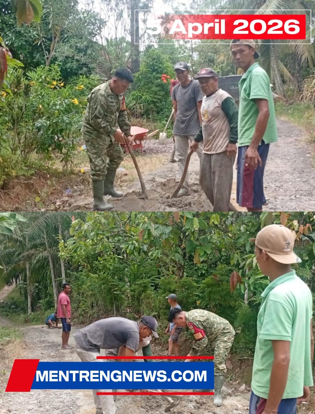 Pererat Sinergi di Wilayah, Babinsa Koramil 421-10/Katibung Lampung Selatan Terjun Langsung Bantu Warga Perbaiki Akses Jalan