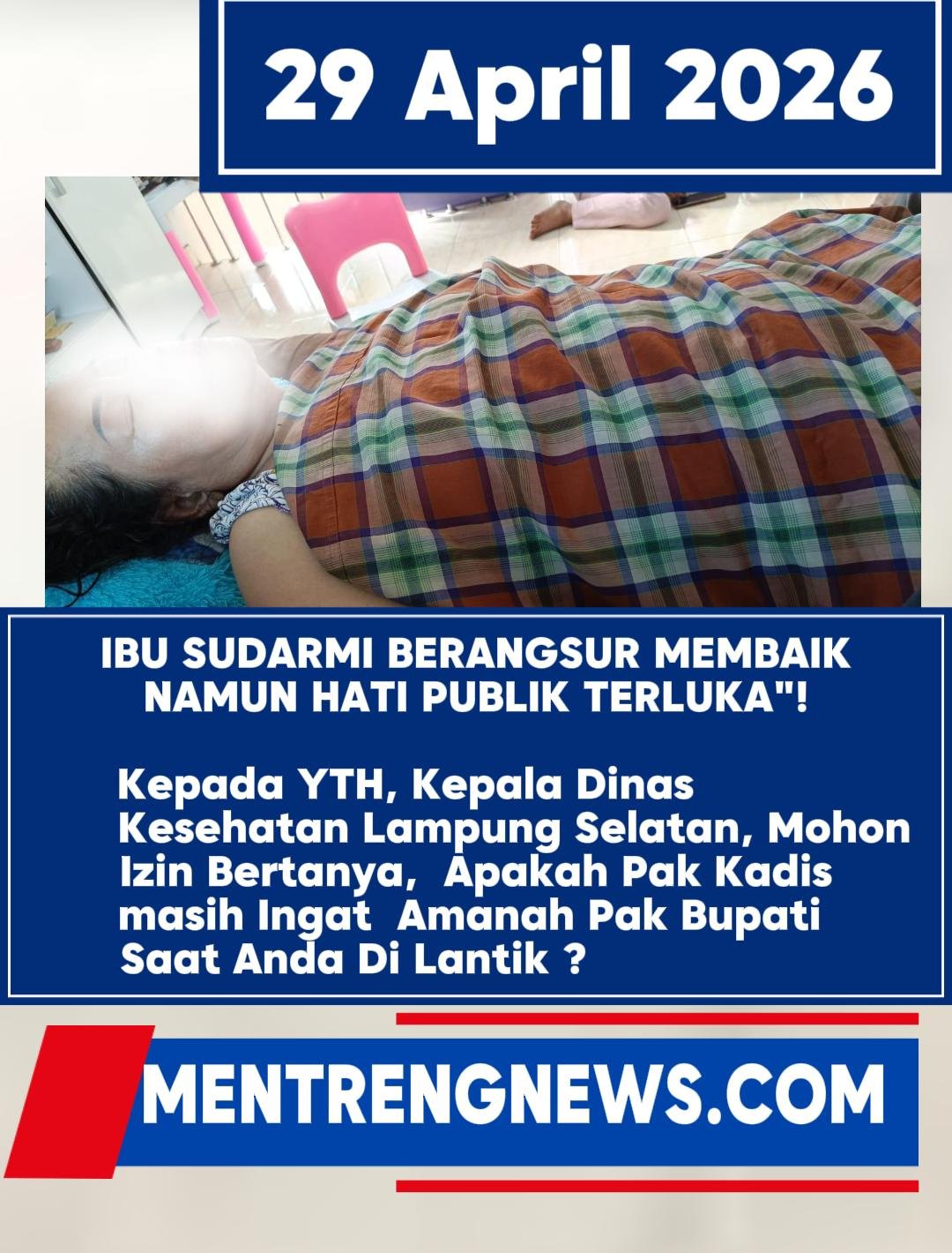 KEKECEWAAN PUBLIK: Pasyen Pingsan Nyaris Kehilangan Nyawa, 4 Hari Baru Ada Tindakan Dari Dinkes Yang di Pimpin Devi Arminanto, itupun Setelah Viral..!