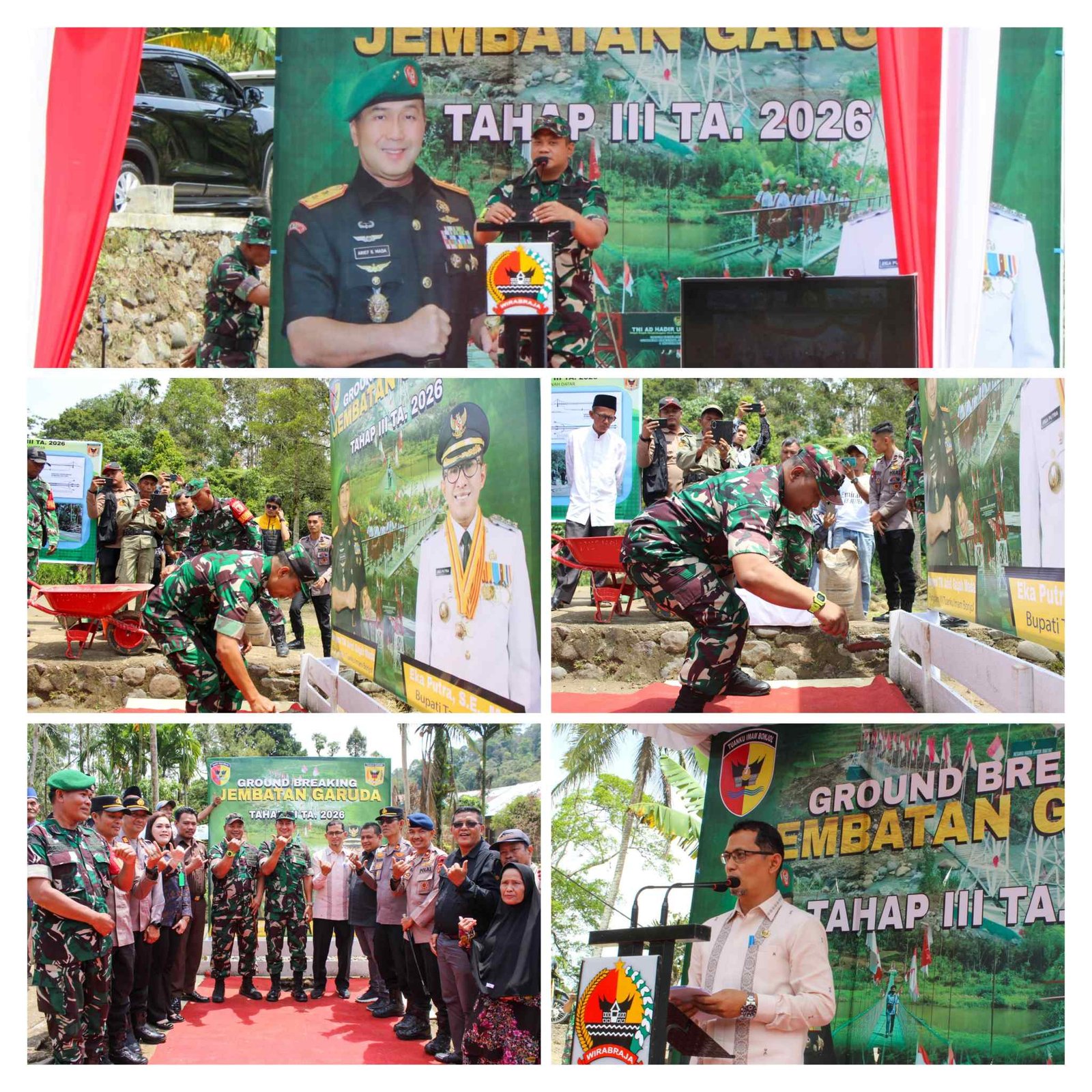 Ground Breaking Jembatan Garuda Tahap III, Wujud Kepedulian TNI untuk Akses Masyarakat Nagari Tambangan