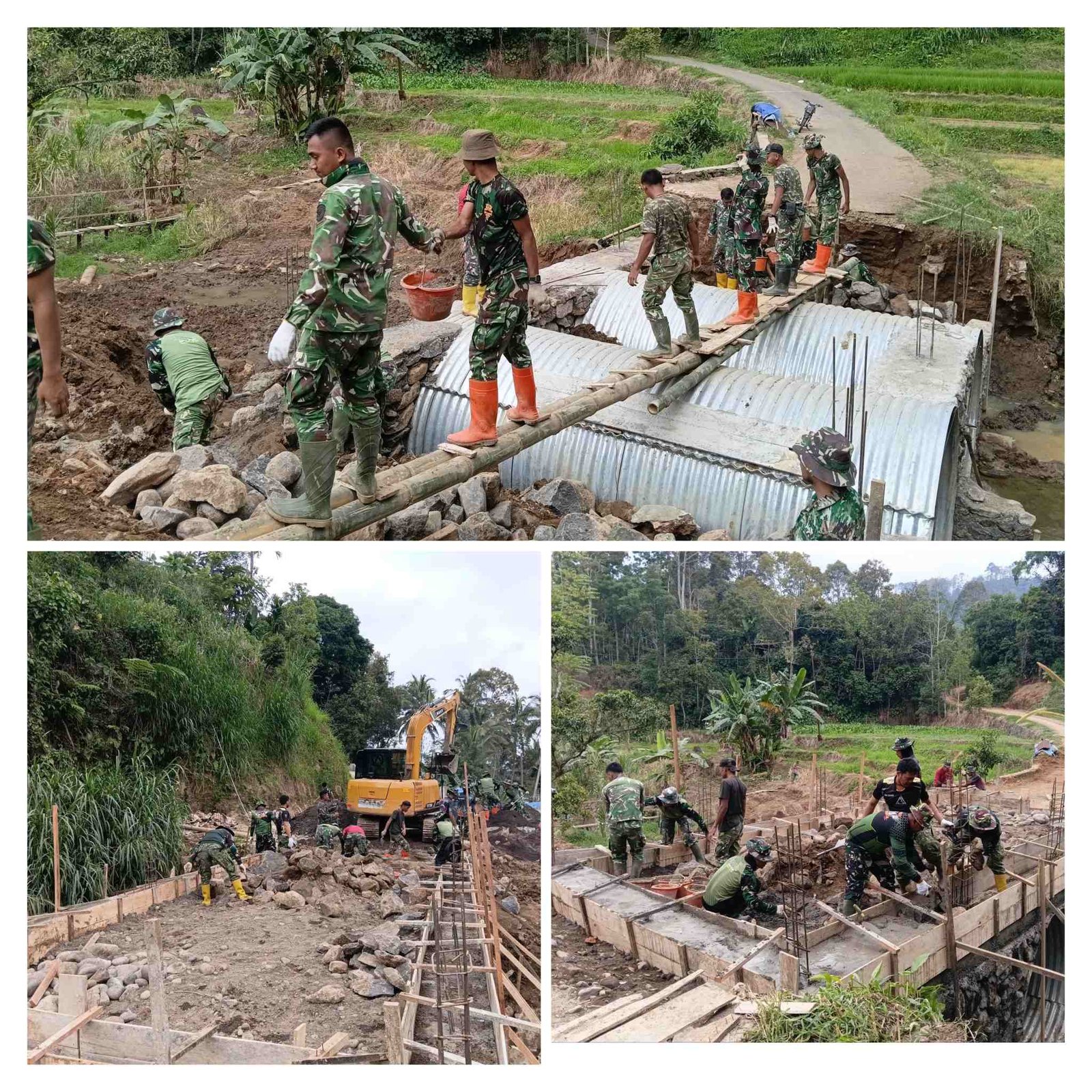 Gotong Royong TNI dan Warga, Pembangunan Jembatan Armco di Bayua Capai 52 Persen