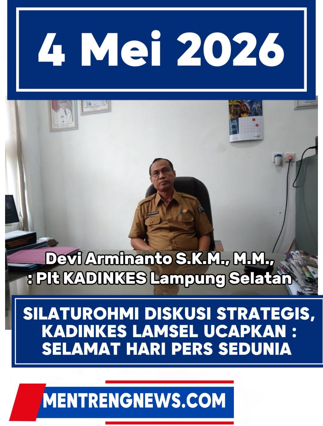 Silaturahmi dan Diskusi Strategis, Kadinkes Lampung Selatan Ucapkan Selamat Hari Pers Sedunia