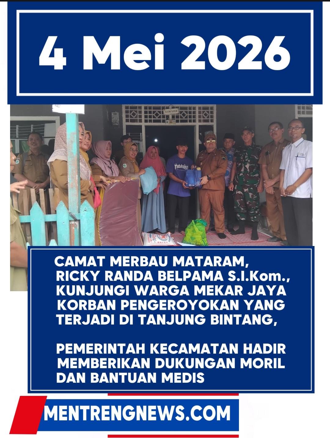 CAMAT MERBAU MATARAM KUNJUNGI KORBAN PEMUKULAN DI TANJUNG BINTANG