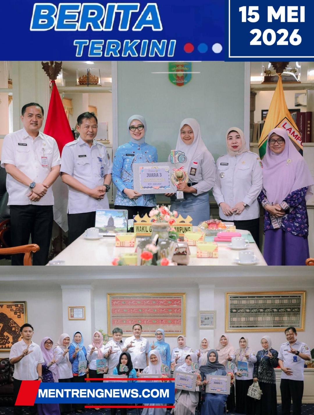 Kepala Dinas Pendidikan Provinsi Lampung dampingi Ananda Riska Amelia terima hadiah juara lomba video kreatif