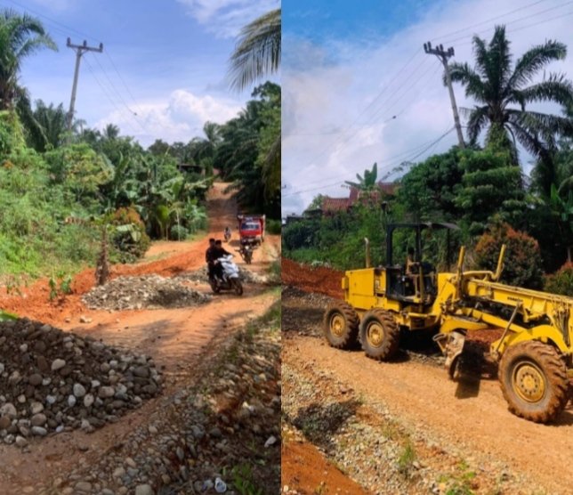 Setelah Viral di Medsos, Jalan Air Rami Ditanam Pisang oleh Warga, Langsung Ditimbun Pakai Koral