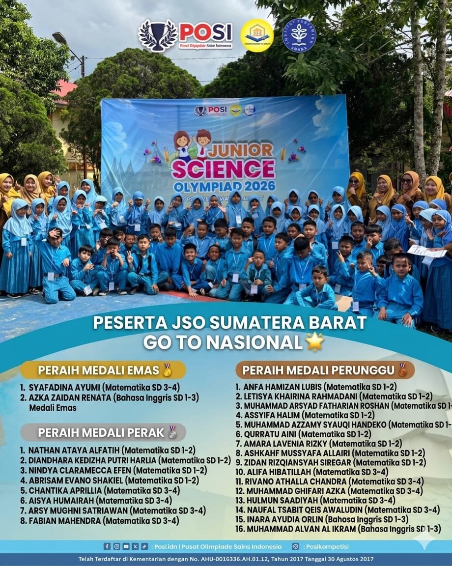 26 Siswa SDS IT IPHI Ukir Prestasi di JSO Sumbar 2026, Siap Harumkan Nama Daerah di Tingkat Nasional