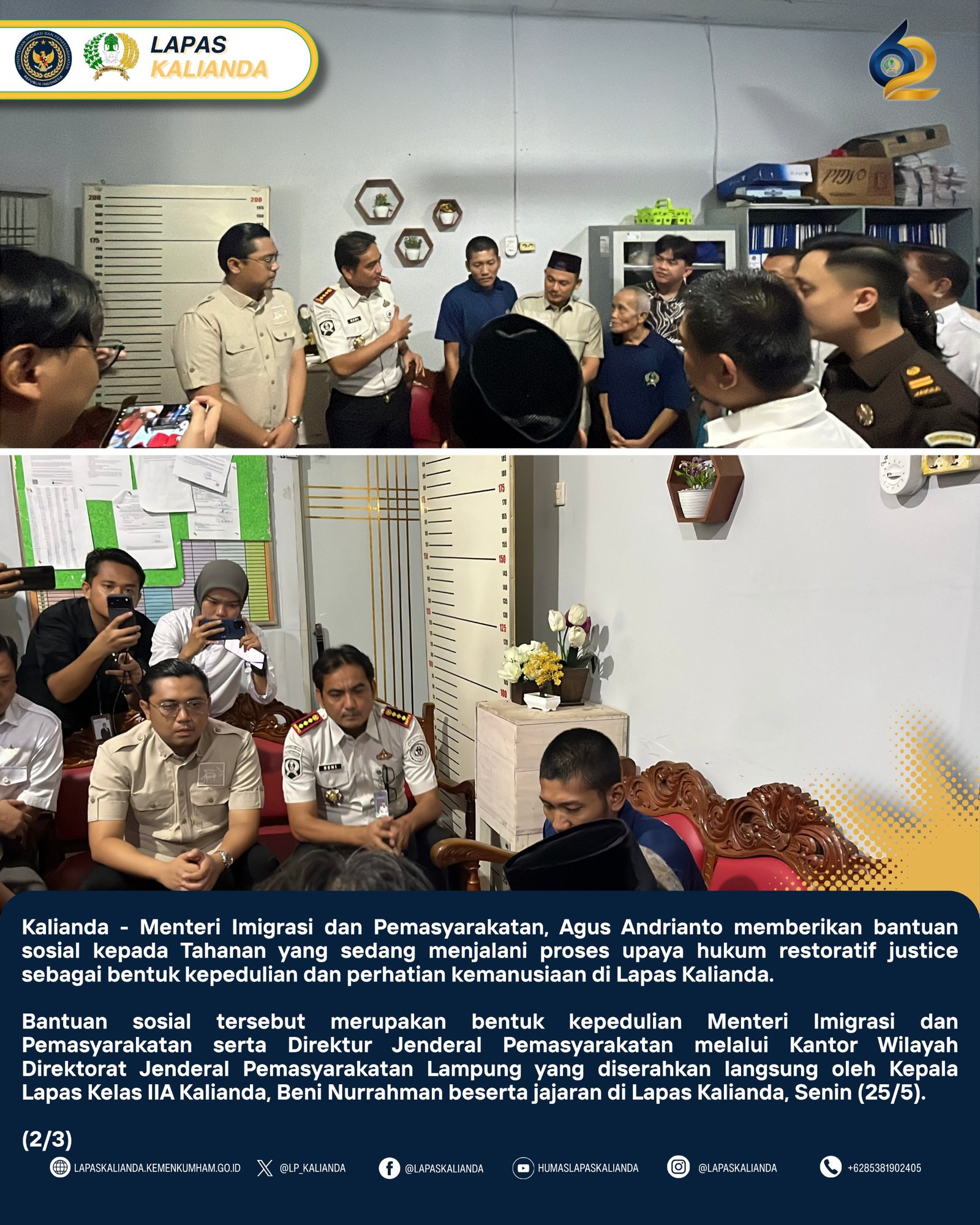 Sejalan dengan Program 15 Akselerasi Menteri, Imipas Berikan Bantuan Sosial bagi Tahanan