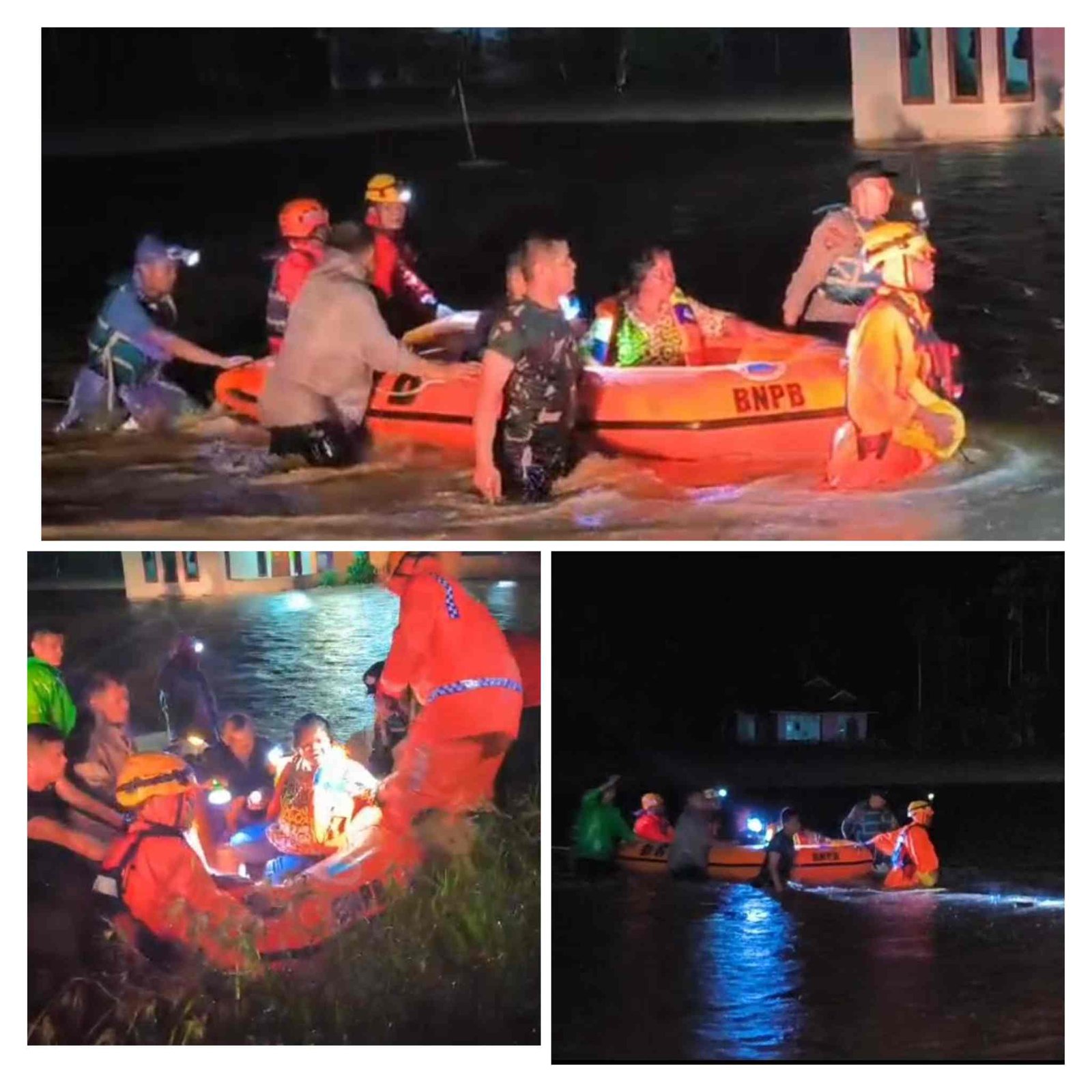 Babinsa Bersama Bhabinkamtibmas Serta Forkopimca Sigap Evakuasi Warga Terdampak Banjir di Tanjung Emas