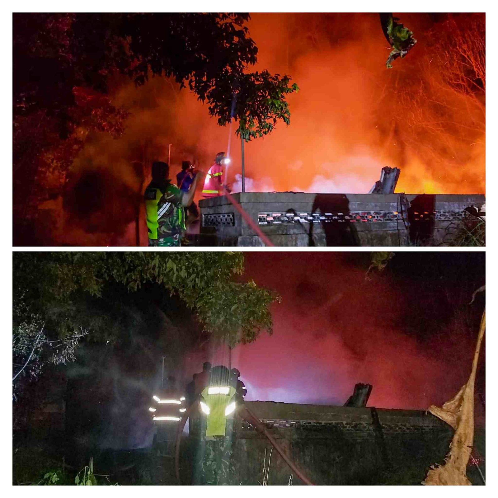 Babinsa Koramil 06/Sungayang Bersama Damkar dan Warga Sigap Padamkan Kebakaran Rumah Gadang di Sungayang