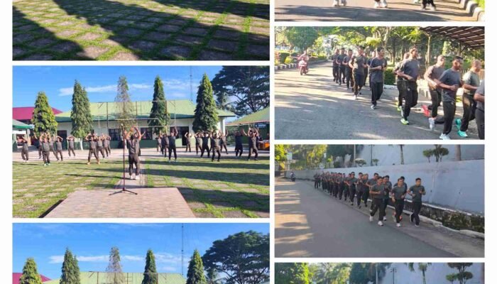 Jaga Kebugaran dan Stamina, Personel Kodim 0307/TD Rutin Gelar Olahraga Pagi di Makodim Batusangkar
