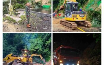 Pantau Longsor, Babinsa Koramil 05/X Koto Bantu Pengaturan Arus Lalu Lintas di Perbatasan Tanah Datar–Padang Pariaman
