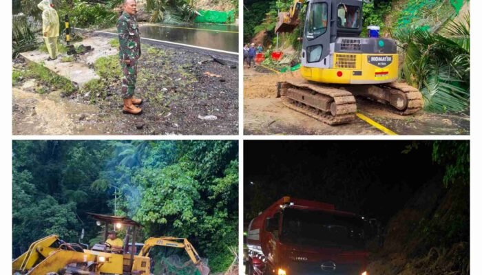 Pantau Longsor, Babinsa Koramil 05/X Koto Bantu Pengaturan Arus Lalu Lintas di Perbatasan Tanah Datar–Padang Pariaman