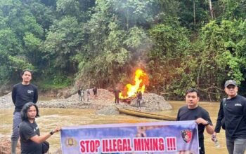 Polres 50 Kota Tertibkan Lokasi Diduga PETI di Galugua, Pondok dan Bok Saringan Dibakar