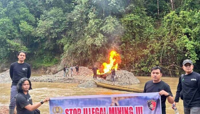 Polres 50 Kota Tertibkan Lokasi Diduga PETI di Galugua, Pondok dan Bok Saringan Dibakar