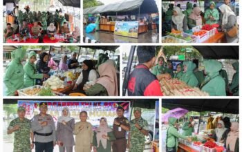 Meski Diguyur Hujan, Kodim 0307/Tanah Datar Gelar Bazar Pasar Murah Sambut HUT TNI ke-81