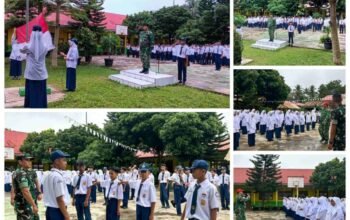 Babinsa Koramil 07/Rambatan Bersama Yon TP 951/Pandeka Marapi Latih PBB Siswa SMPN 3 Rambatan